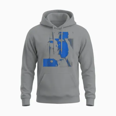 Official Billie Eilish Hit Me Hard and Soft Blue Photo Unisex Hoodie - Sport Grey