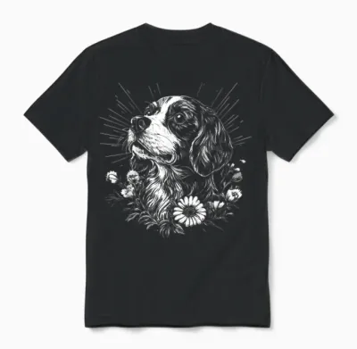 Tatouage Rétro épagneul Breton Pour Amoureux Des Chiens Unisex T-Shirt - Black