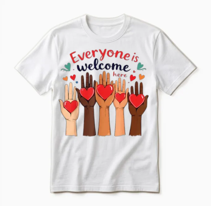 Everyone Is Welcome Here Idaho Teacher Unisex T-Shirt in White
