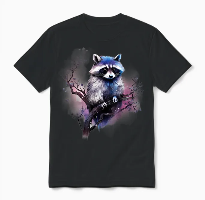WaschbÀr Natur Splash Tierliebhaber Kunstwerk Waldmotiv Unisex T-Shirt in Black