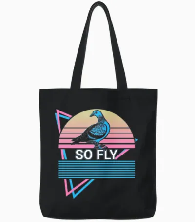Pigeon Retro Tote Bags - Black