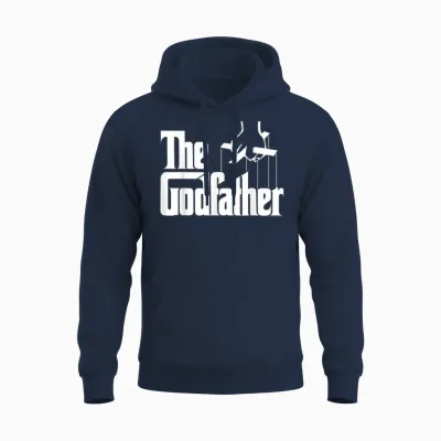 The Godfather Original White Title Logo Unisex Hoodie - Navy