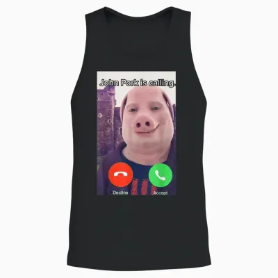 John Pork Is Calling Funny Answer Calls Phone T-Shirt, Black Unisex Tank Top - Black