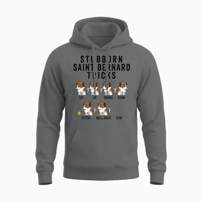 Stubborn Saint Bernard Tricks Unisex Hoodie - Graphite Heather