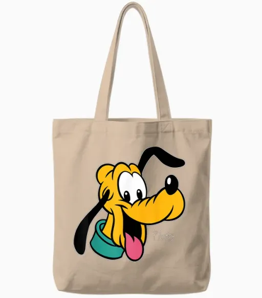 Disney Pluto Big Face Retro Character Trip Matching Tote Bags - Natural