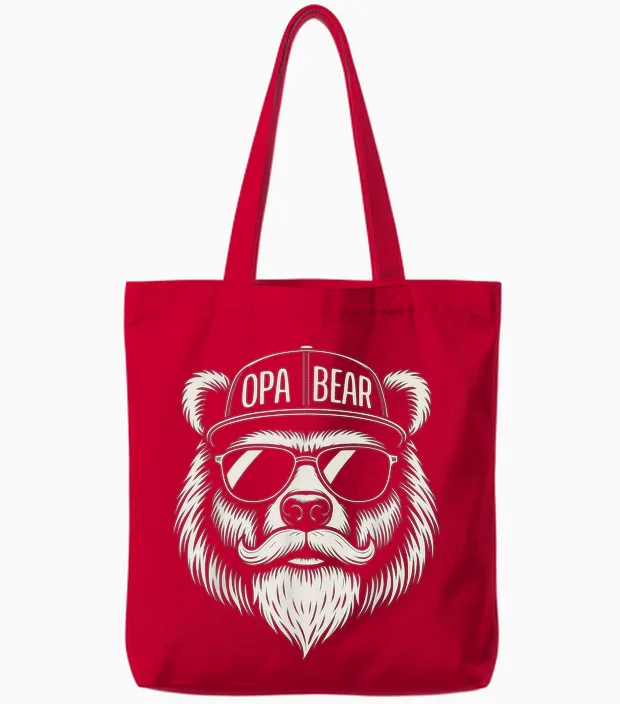Herren Opa Bär – Lustiges Großvater Bär Tote Bags in Red
