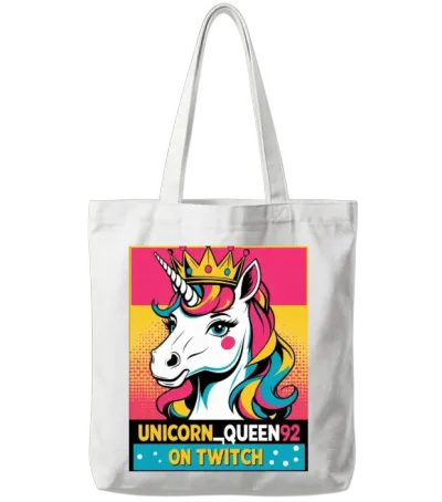 Retro Comic Unicorn Queen92 Twitch Tote Bags - White