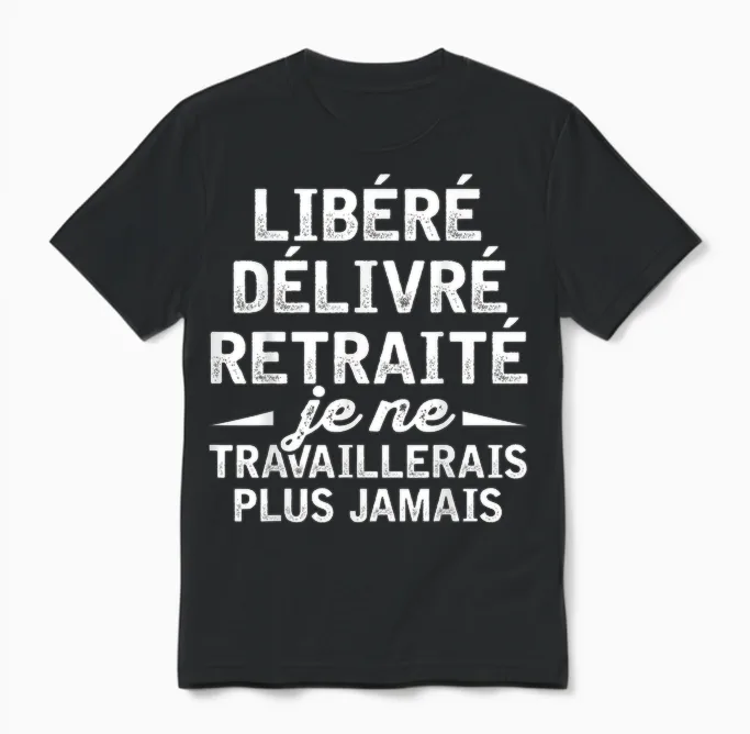 Retirement Gift Humor Man Dad Released Retired T-Shirt, Black, S Unisex T-Shirt in Black