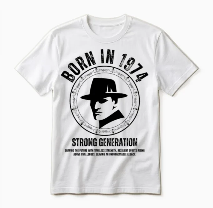 Born in 1974 Strong Generation Unisex T-Shirt in White