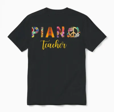 Retro Piano Teacher Unisex T-Shirt - Black