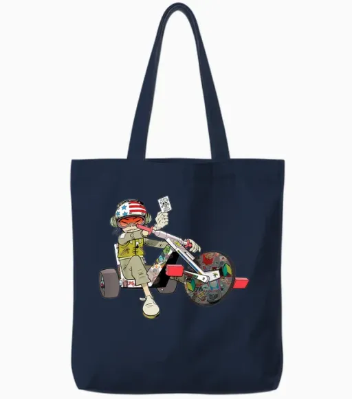 Gorillaz Noodles Trike Tote Bags in Navy