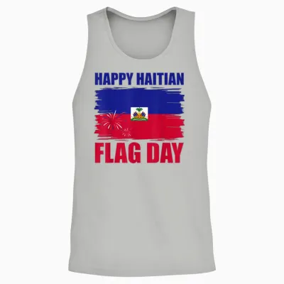 Fireworks Happy Haitian Flag Day Haiti Pride Men Women Unisex Tank Top - Ash