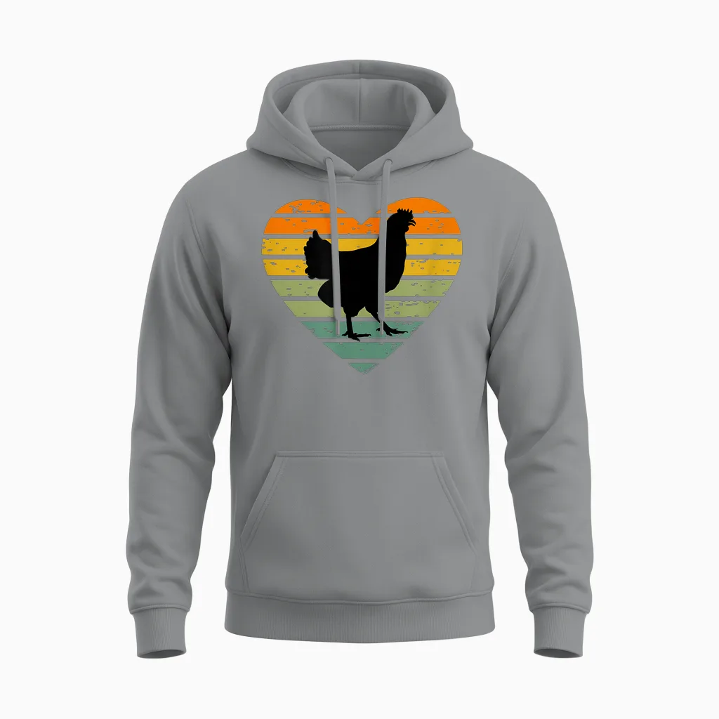 Ich Liebe Hühner Retro Herz Hühnerfan Bauernhof Henne Huhn Unisex Hoodie in Sport Grey