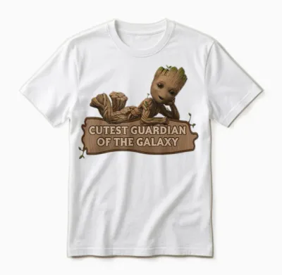 Marvel Studios' I Am Groot Cutest Guardian of the Galaxy T-Shirt, Black Unisex T-Shirt - White