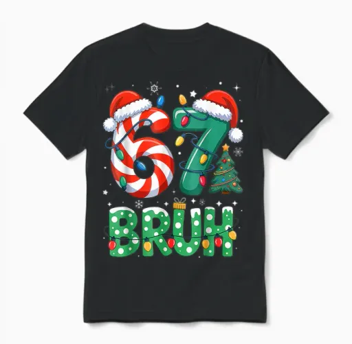 67 Six Seven Bruh Funny Christmas 6 7 Meme Men Women Unisex T-Shirt - Black