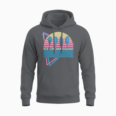 Ice Cream Retro Unisex Hoodie - Charcoal