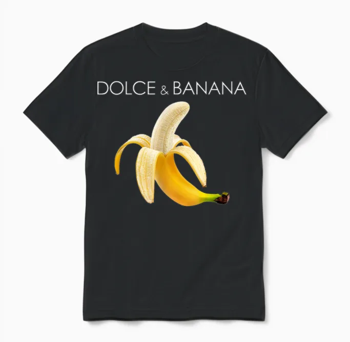 Dolce and Banana T Shirt, Funny Cute Graphic Design Banane Unisex T-Shirt in Black