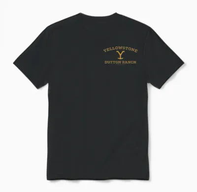 Yellowstone Dutton Ranch Gold Pocket Logo T-Shirt, Black Unisex T-Shirt - Black