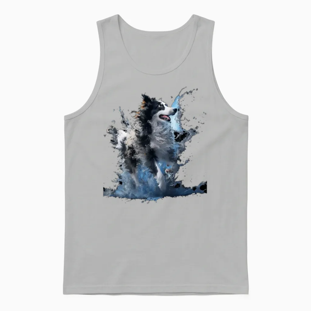 Dog Dock Diving Dock Jumping Swimming Unisex Tank Top in Ash