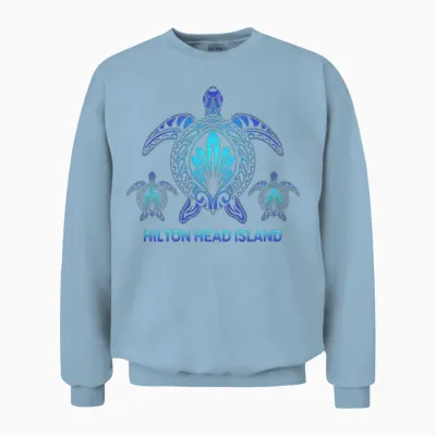 Hilton Head Island South Carolina Turtle Souvenirs Unisex Sweatshirt - Light Blue