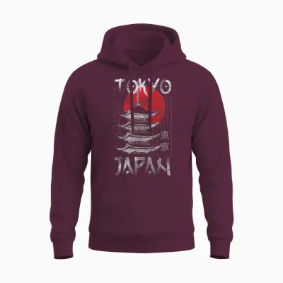 Tokyo City Manga Japanese Unisex Hoodie - Maroon