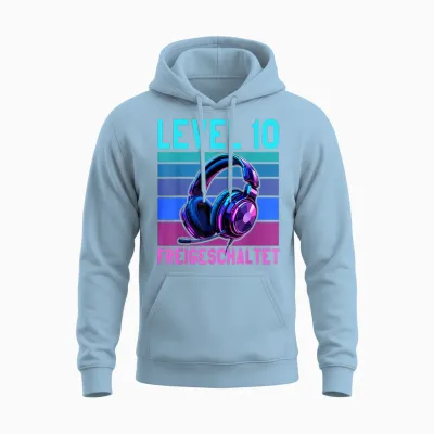 10. Geburtstag 2016 Junge Mädchen Gamer Level 10 Jahre Unisex Hoodie - Light Blue
