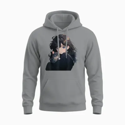 Anime Und Katzen Manga Mädchen Mit Einer Katze Anime Liebhaber Unisex Hoodie - Sport Grey