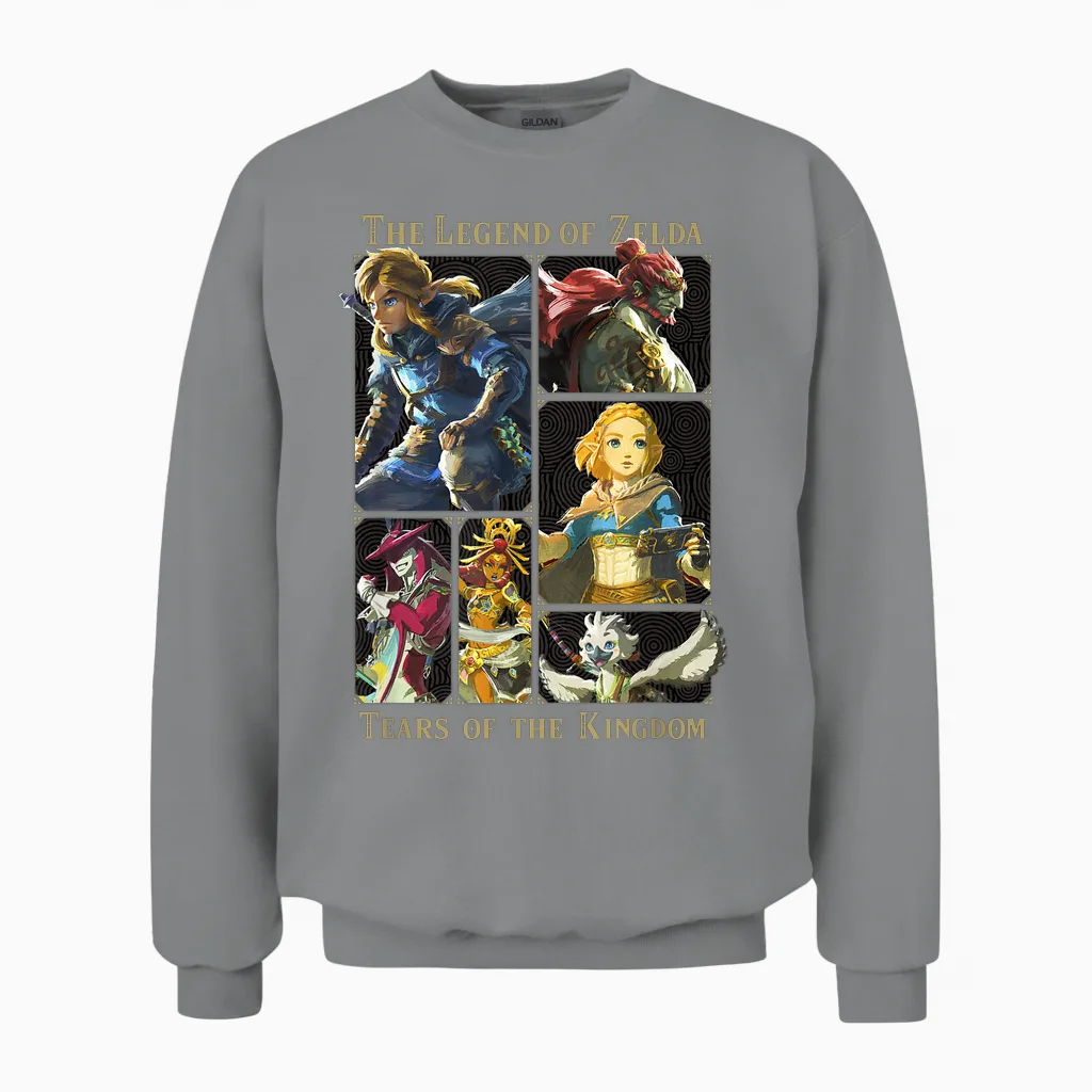 The Legend of Zelda: Tears of the Kingdom Character Box Up Unisex Sweatshirt in Sport Grey