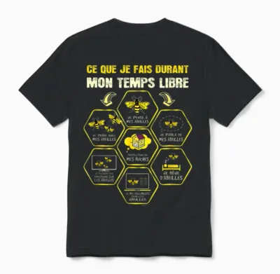 Free Time Beekeeper Nest Bees Activities Beekeeping T-Shirt, Black, S Unisex T-Shirt - Black