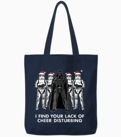 Star Wars Vader Trooper Lack Cheer Christmas Graphic Tote Bags - Navy