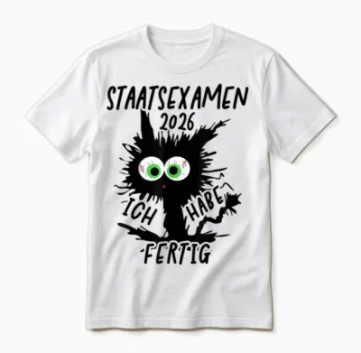 Staatsexamen 2026 T-Shirt with German Text "ich Habe Fertig Staatsexamen Geschafft" Unisex T-Shirt - White