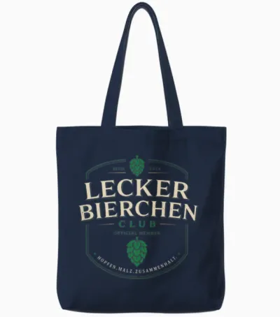 Lecker Bierchen Club (backprint) Tote Bags - Navy