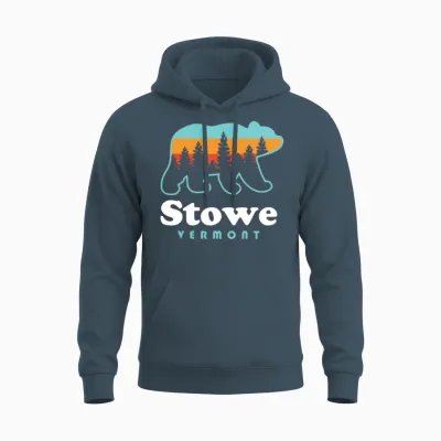 Stowe Vermont Bear Stowe Unisex Hoodie - Dark Heather