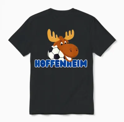 Hoffi Cute Elk for All Little Football Fans in Hoffenheim T-Shirt, Blue Unisex T-Shirt - Black