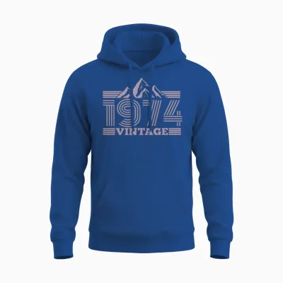 Vintage 1974 Birthday Mountains Hiking Climbing Unisex Hoodie - Royal