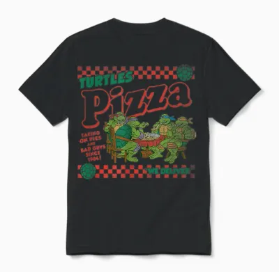 Teenage Mutant Ninja Turtles Pizza Delivery Classic Logo T-Shirt, Black Unisex T-Shirt - Black