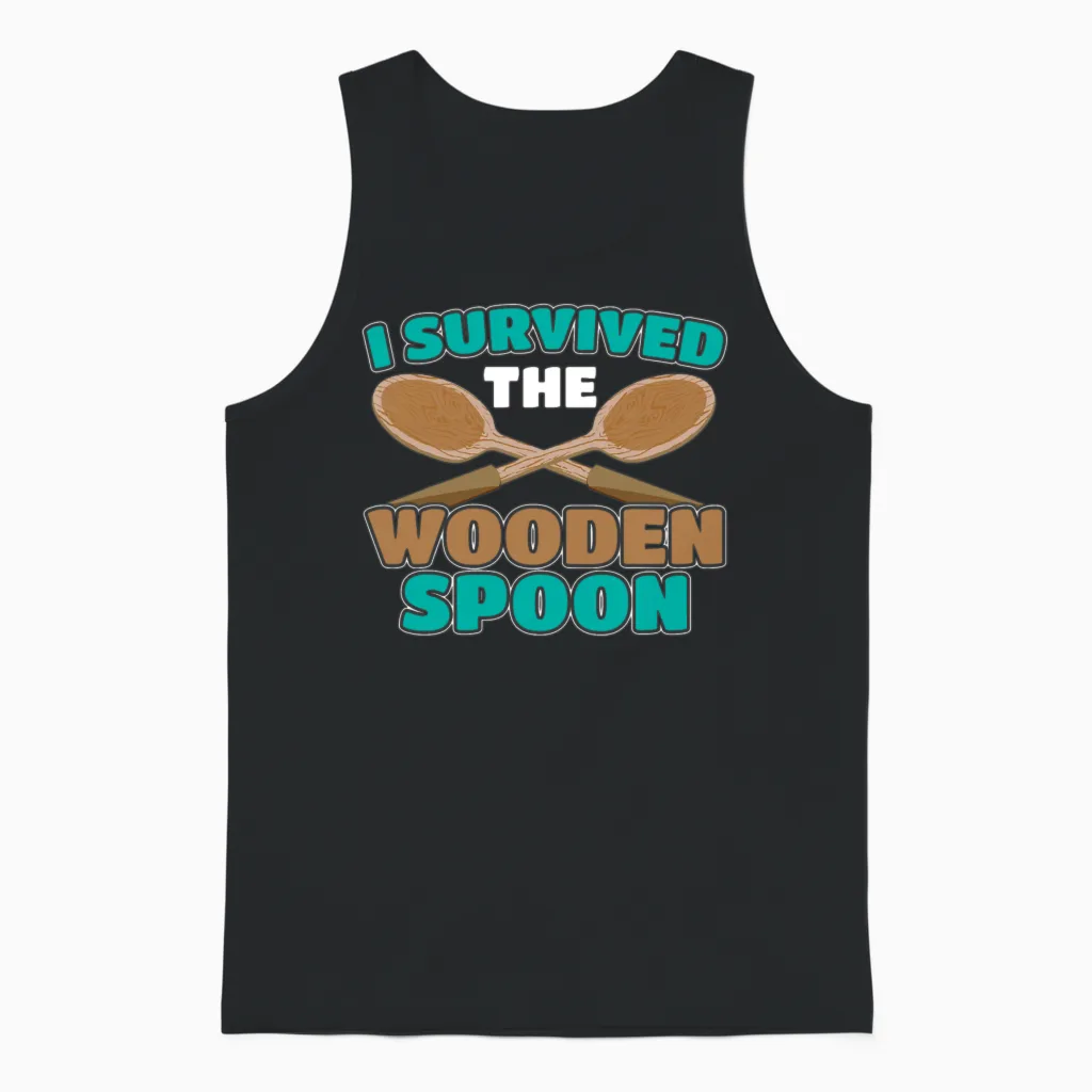 Wooden Spoon Survivor I Survived the Wooden Spoon Unisex Tank Top in Black