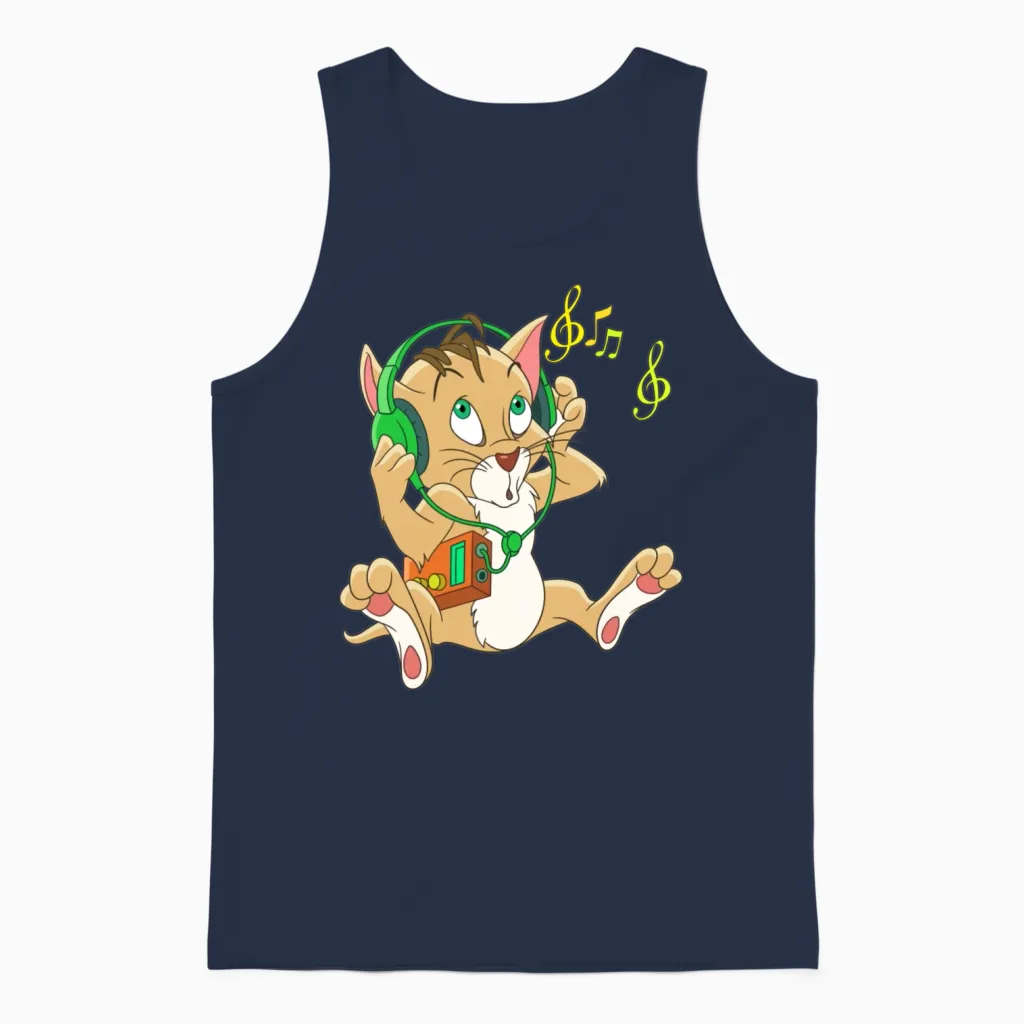 Funny Cat Desing Lovers Gift Unisex Tank Top in Navy