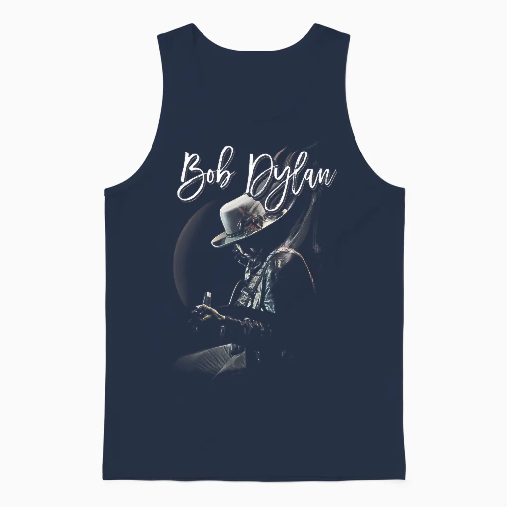 Bob Dylan Unreleased Black T-Shirt, Men's, Small, Short Sleeve, Classic Fit, Crew Neck, Imported Unisex Tank Top in Navy