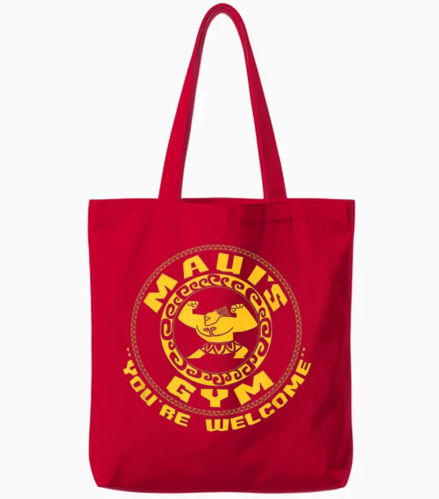 Disney Moana Maui's Gym Circle Logo Tote Bags in Red