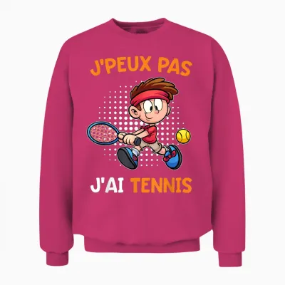 J'peux Pas J'ai Tennis Player Tennis | Kids Boy T-Shirt, Black, S Unisex Sweatshirt - Heliconia