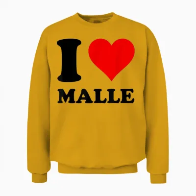 Red Heart I Love Malle T-Shirt, White Unisex Sweatshirt - Gold