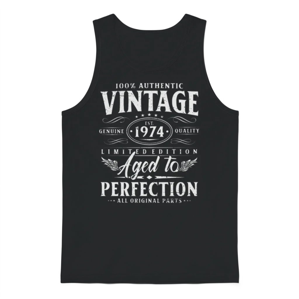 Vintage 1974 Year Born Birthday Gift Unisex Tank Top - Black