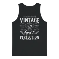 Vintage 1974 Year Born Birthday Gift Unisex Tank Top - Black – 1
