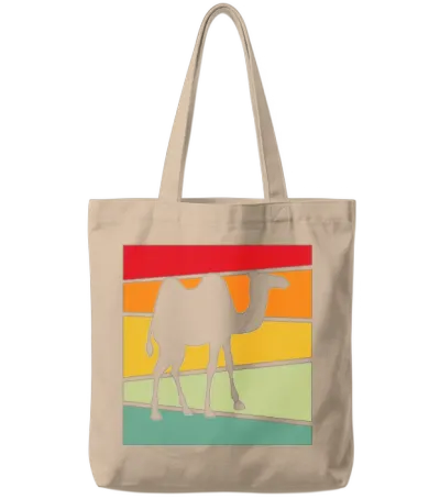 Camel Retro Tote Bags - Natural