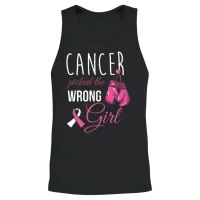 Breast Cancer Fighter Cancer Picked the Wrong Girl Unisex Tank Top - Black – 2