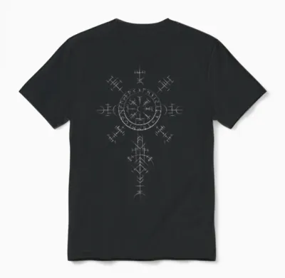Retro Viking Symbol Compass Vegvisir Nordic Rune Celtic Unisex T-Shirt - Black