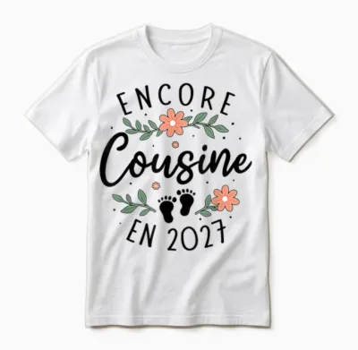 Encore Cousine 2027 Annonce Bébé Tu Vas Encore être Cousine Unisex T-Shirt - White