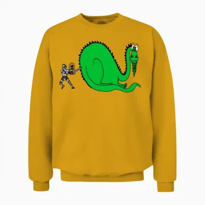 Funny Knight and Dragon Unisex Sweatshirt - Gold
