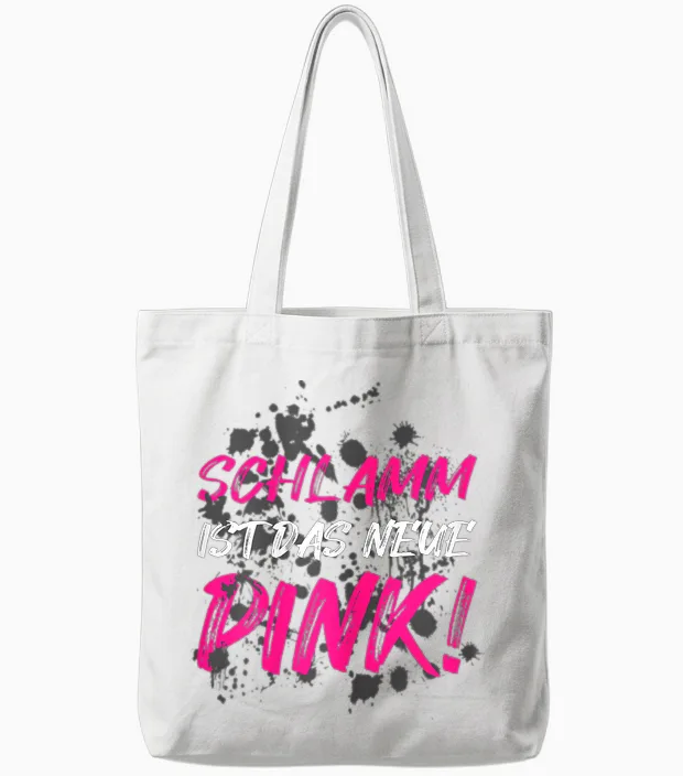 Muddy Race Mud Run T-Shirt Pink, Black Tote Bags in White